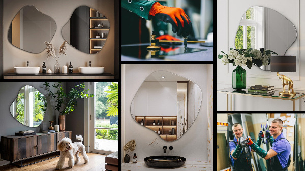 Specchio irregolare macchia originale 68x67 cm