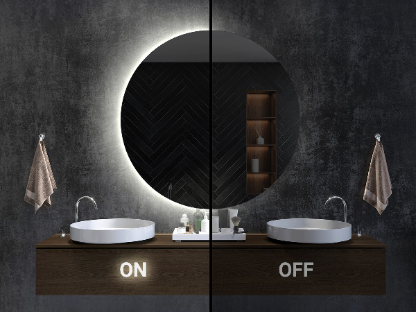Specchio led in forma di semicerchio 40x80 cm