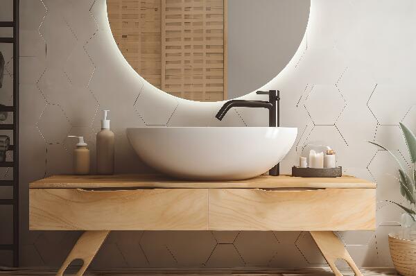 Specchio semicircolare con led 45x90 cm