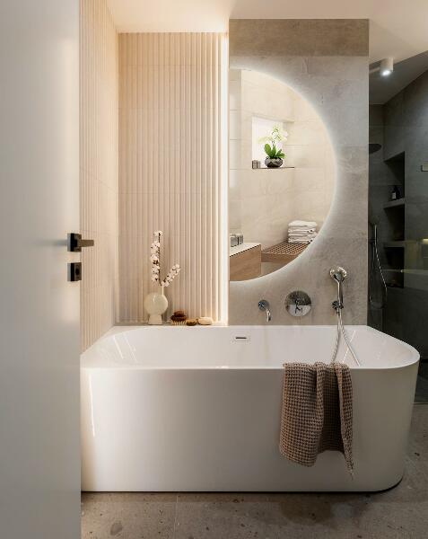 Specchio mezza luna con luce 50x100 cm