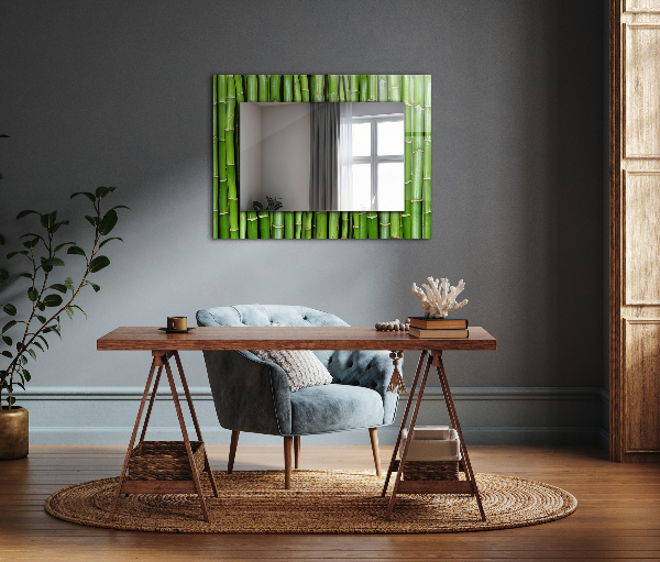 Specchio decoro Steli di bambù verdi