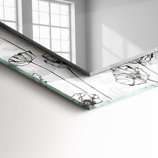 Specchio con cornice stampata Disegno monocromatico di fiori