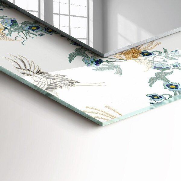 Specchio stampato Uccelli e fiori