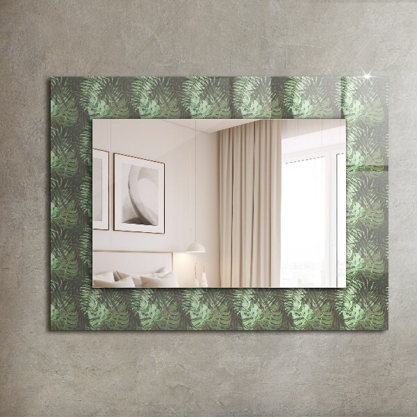 Specchio con cornice stampata Foglie tropicali