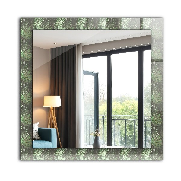 Specchio con cornice stampata Foglie tropicali