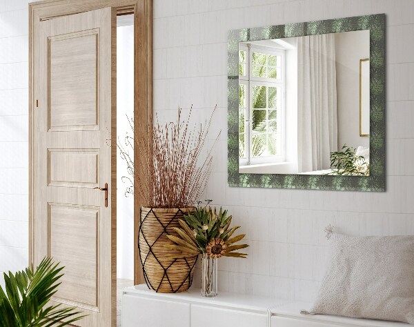 Specchio con cornice stampata Foglie tropicali