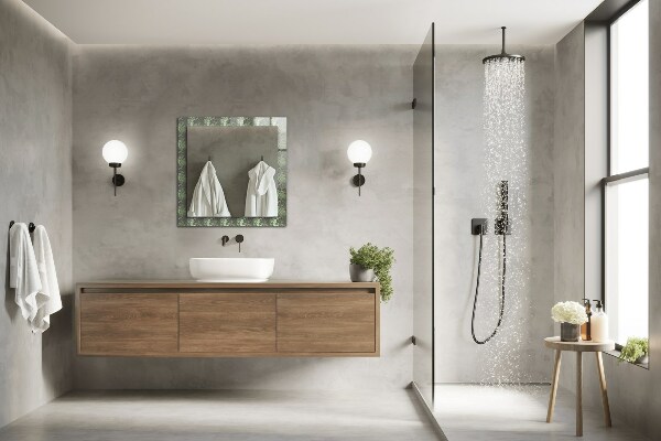 Specchio con cornice stampata Foglie tropicali
