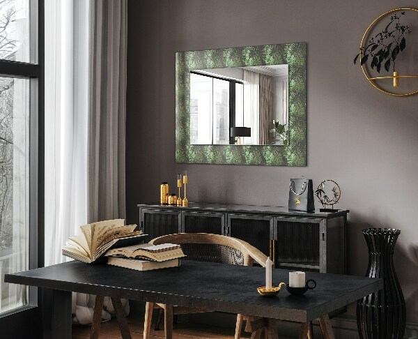 Specchio con cornice stampata Foglie tropicali