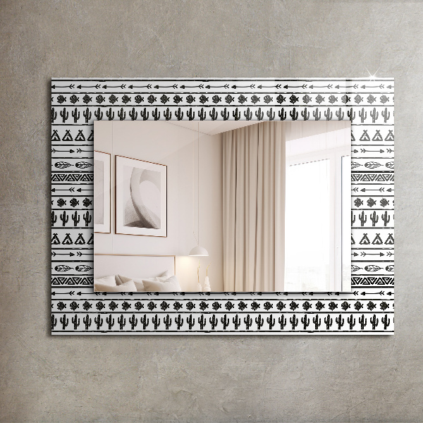 Specchio con cornice stampata Frecce di tipi di cactus