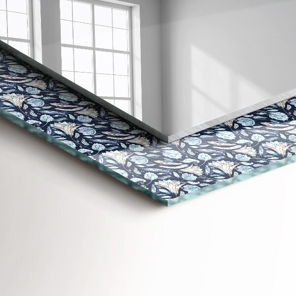 Specchio stampato Motivo floreale blu