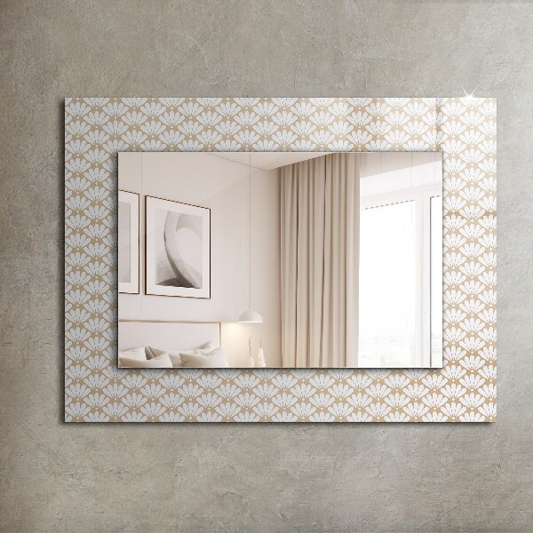Specchio con cornice stampata Fiore con motivo geometrico