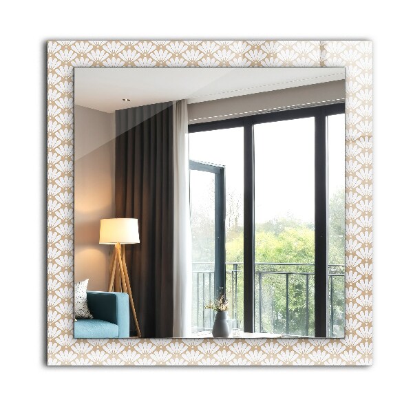 Specchio con cornice stampata Fiore con motivo geometrico