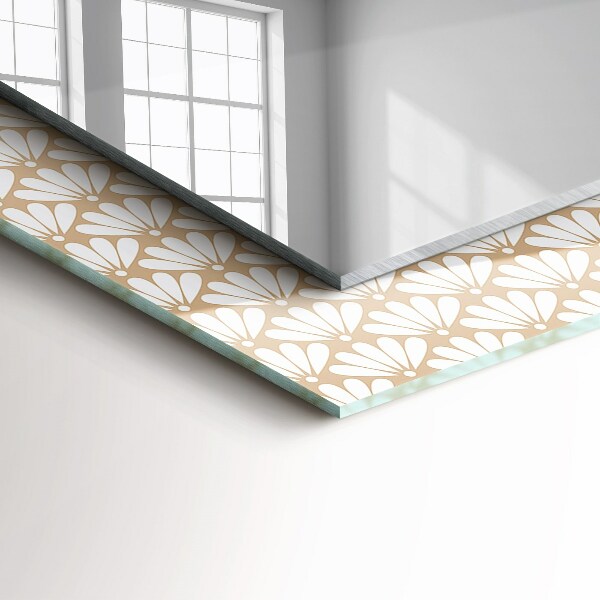 Specchio con cornice stampata Fiore con motivo geometrico