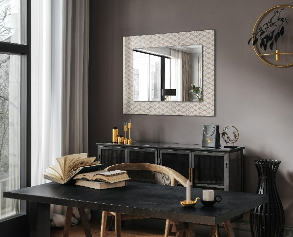 Specchio con cornice stampata Fiore con motivo geometrico