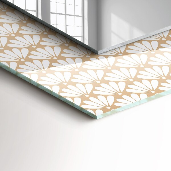Specchio con cornice stampata Fiore con motivo geometrico