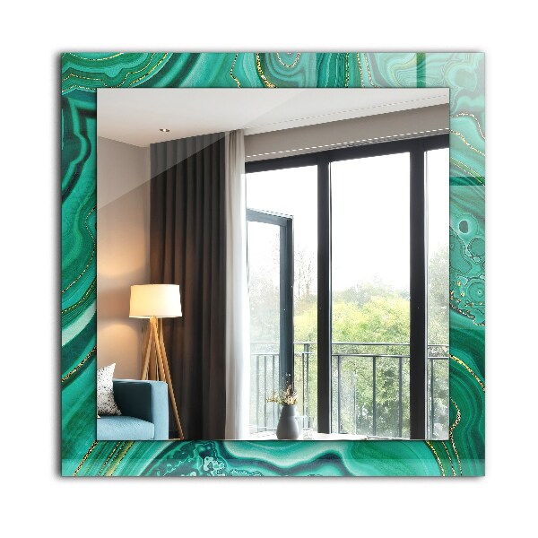 Specchio con cornice stampata Texture verde astratta