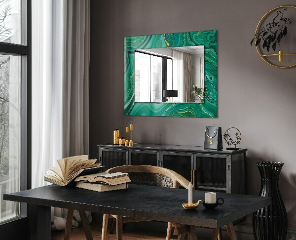 Specchio con cornice stampata Texture verde astratta