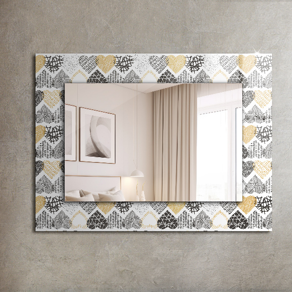 Specchio con cornice stampata Cuori colorati