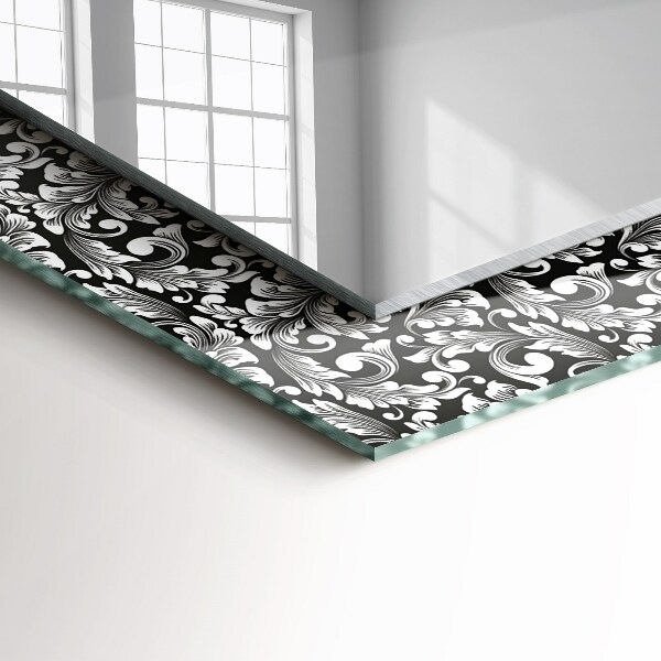 Specchio con cornice stampata Ornamenti in bianco e nero