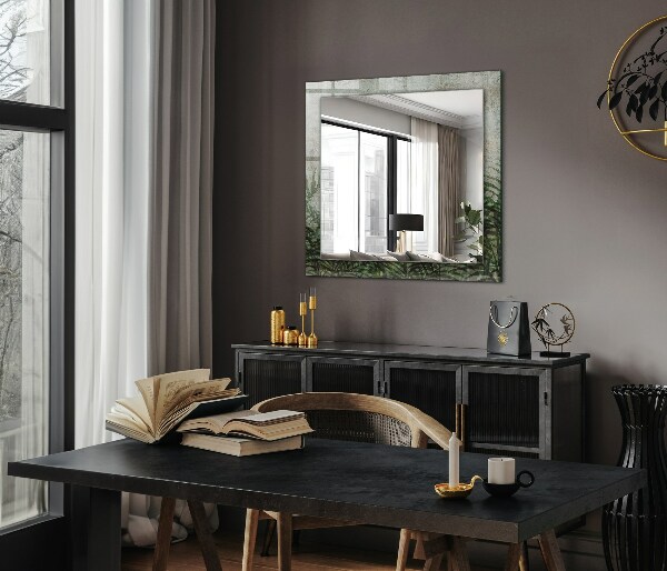 Specchio decoro Foglie di felce verde