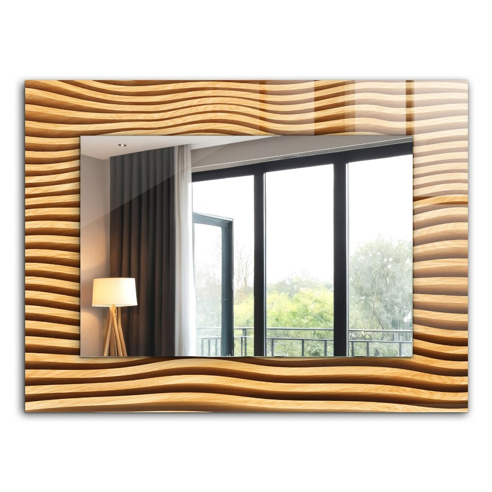 Specchio con cornice stampata Onde di legno