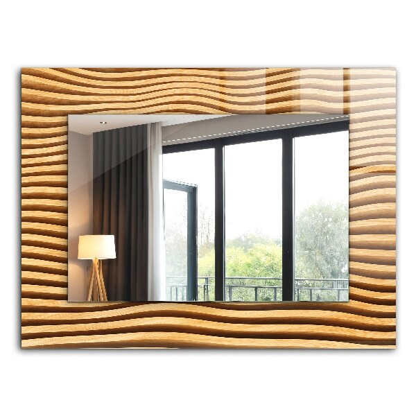 Specchio con cornice stampata Onde di legno