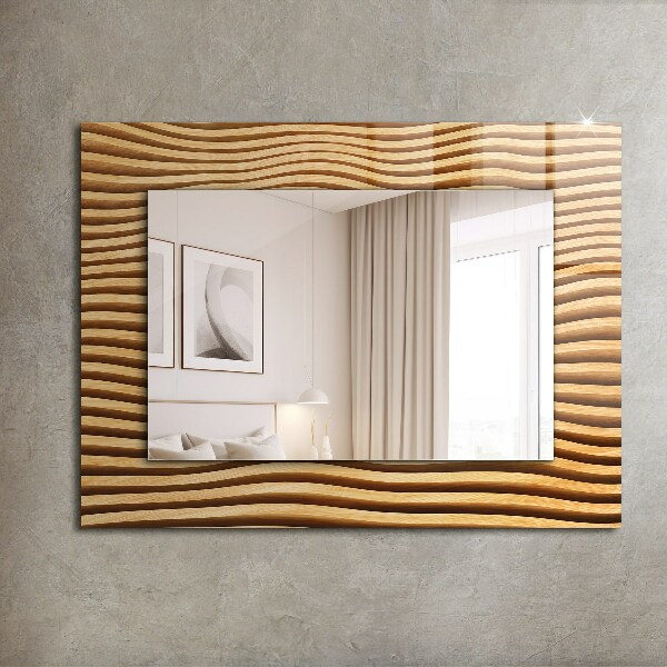 Specchio con cornice stampata Onde di legno