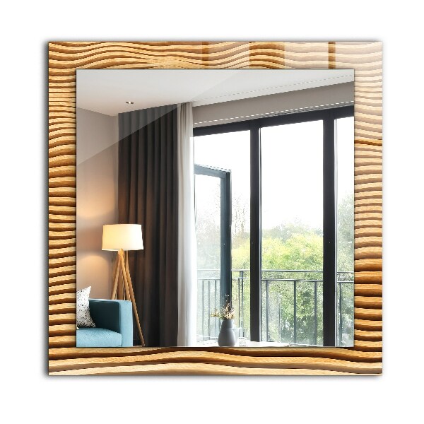 Specchio con cornice stampata Onde di legno