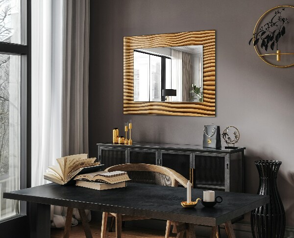 Specchio con cornice stampata Onde di legno