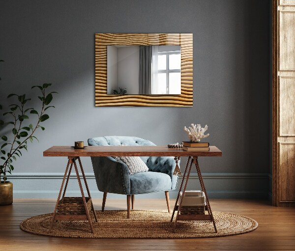 Specchio con cornice stampata Onde di legno