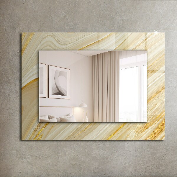Specchio con cornice stampata Linee astratte gialle