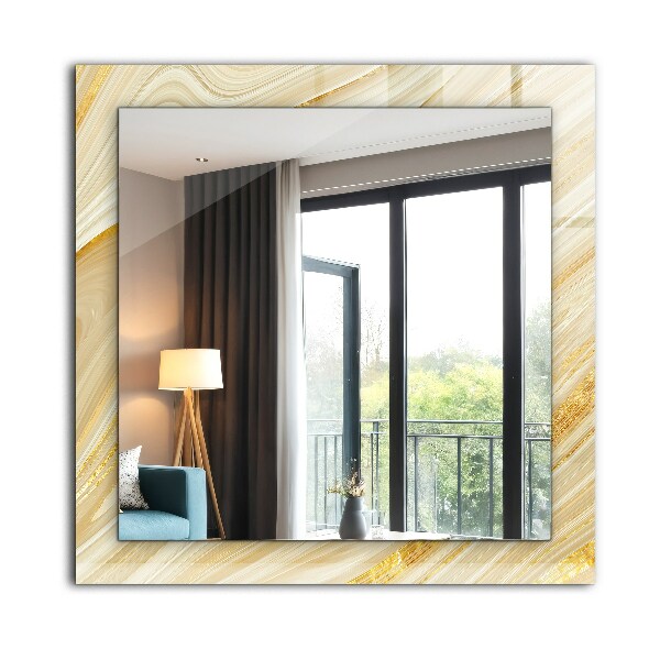 Specchio con cornice stampata Linee astratte gialle