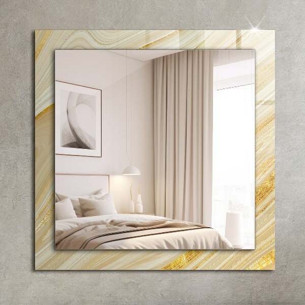 Specchio con cornice stampata Linee astratte gialle