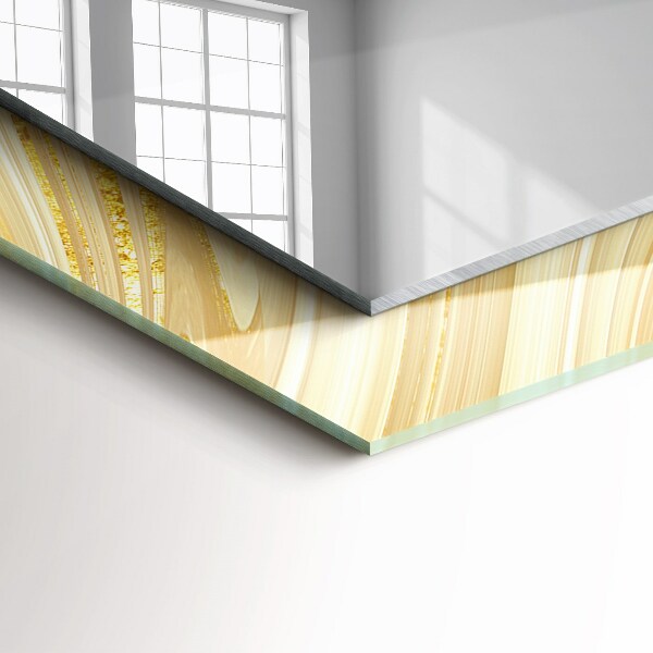 Specchio con cornice stampata Linee astratte gialle