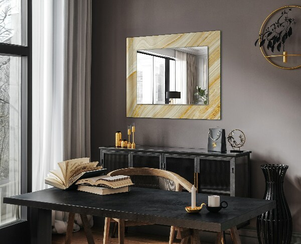 Specchio con cornice stampata Linee astratte gialle