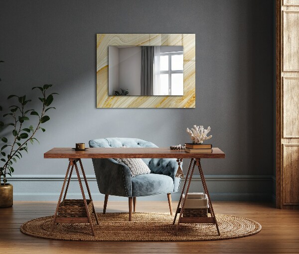 Specchio con cornice stampata Linee astratte gialle