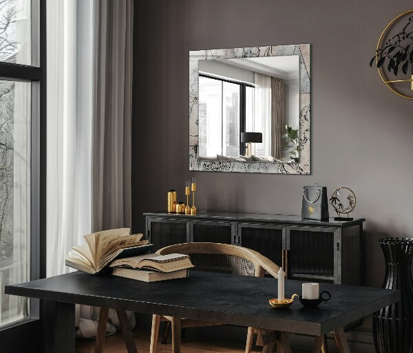 Specchio con cornice stampata Piante con volpe di cervo