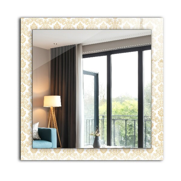 Specchio con cornice stampata Ornamenti gialli
