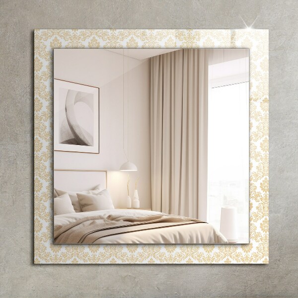 Specchio con cornice stampata Ornamenti gialli