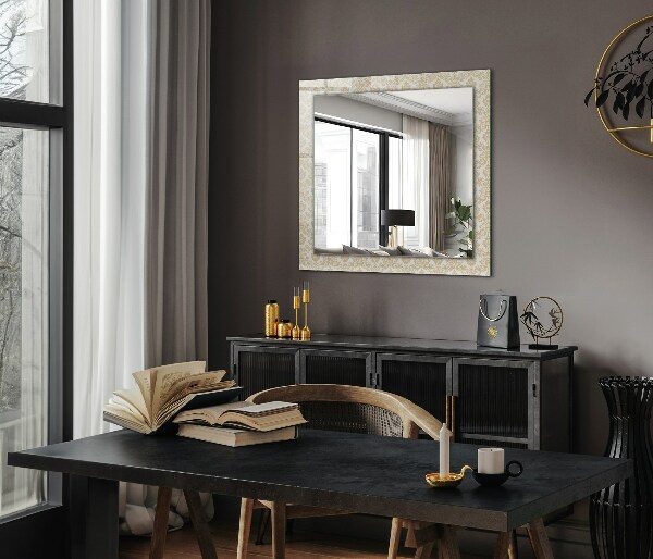 Specchio con cornice stampata Ornamenti gialli