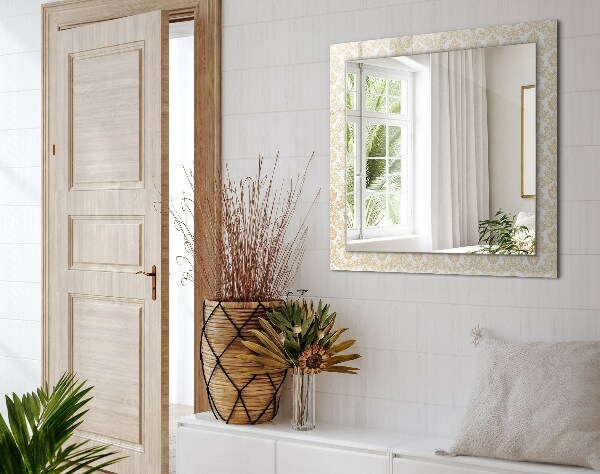 Specchio con cornice stampata Ornamenti gialli