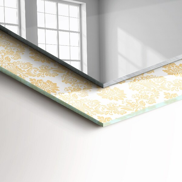 Specchio con cornice stampata Ornamenti gialli