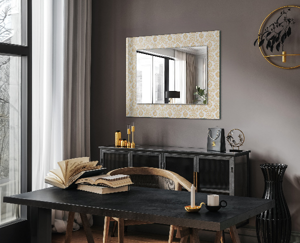 Specchio con cornice stampata Ornamenti gialli