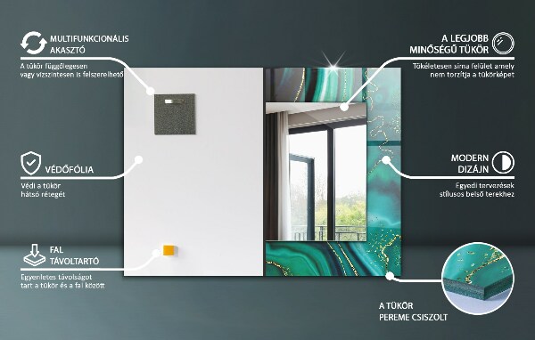 Specchio con cornice stampata Foglie tropicali