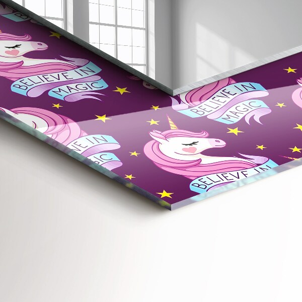 Specchio stampato Unicorni stelle scritte