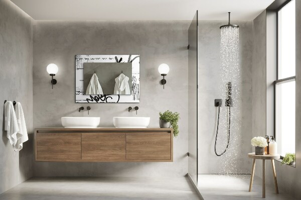 Specchio con cornice stampata Stencil astratti moderni