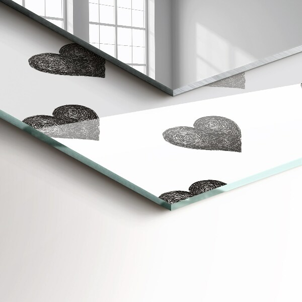 Specchio con cornice stampata Disegno di cuori neri