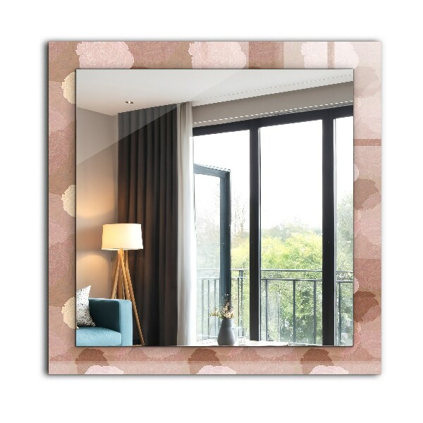 Specchio con cornice stampata Fiori di peonia