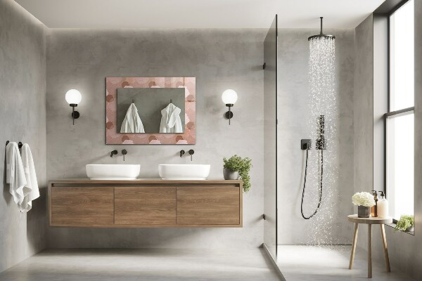 Specchio con cornice stampata Fiori di peonia