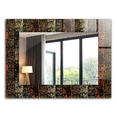Specchio con cornice stampata Modello di ornamento etnico